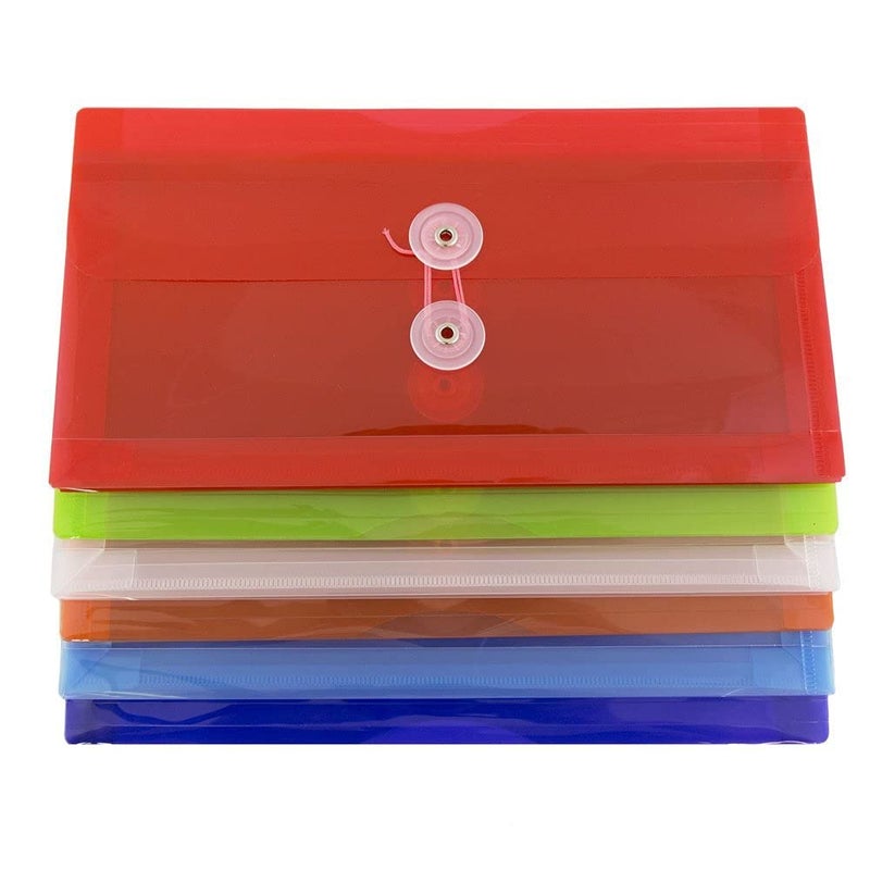 JAM PAPER Plastic Envelopes with Button & String Tie Closure - #10 Business Booklet - 5 1/4 x 10 - Assorted Colors - 6/pack - Image 4