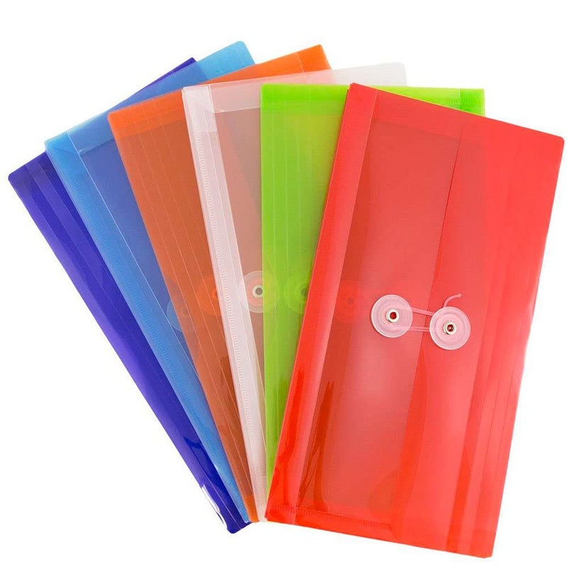 JAM PAPER Plastic Envelopes with Button & String Tie Closure - #10 Business Booklet - 5 1/4 x 10 - Assorted Colors - 6/pack - Image 3