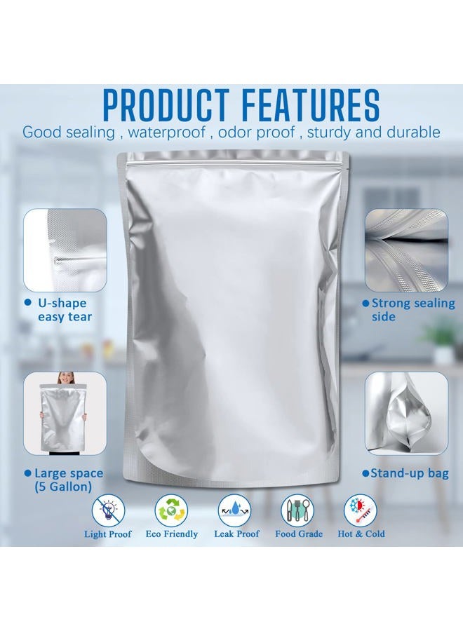 Sukerle 15 Pack 5 Gallon Mylar Bags with Oxygen Absorbers - 10.5 Mil Mylar Bags for Food Storage with 15 Single Sealed 2000cc Oxygen Absorbers & Labels & Clips - for Long Term Food Storage - Image 3