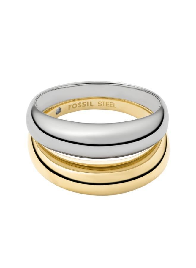 فوسيل خاتم ستانلس ستيل بلونين قابل للتكديس - Image 2