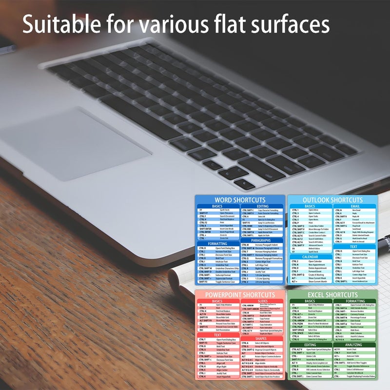 Besttile 4 PCS Office Suite Hotkey Reference Guide Windows Shortcuts Stickers Office Productivity Stickers for Students Professionals Windows PC Laptop Computer, 4" x 4" - Image 4