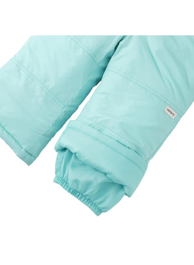 carter's Unisex Kids Insulated Snow Bib Snow-ver-all Ski Pants, Turquoise, 2 Years - Image 2