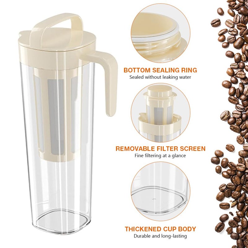 SUPVOX Supvox® 1100ml Glass Jar with Handle Portable Coffee Cup Food-grade PP Cold Brew Iced Coffee Maker with Filter Iced Coffee Maker  - Image 3