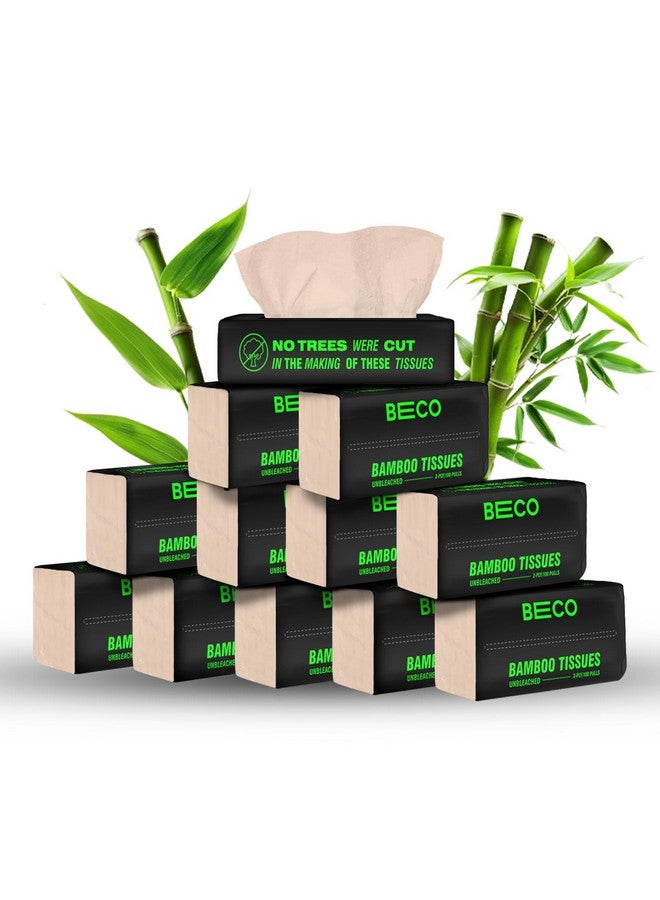 BECO Beco Bamboo Super Soft Facial Tissue 100 Pulls (Pack of 12), 1200 Pulls 2 ply 100% Natural and Ecofriendly - Image 1
