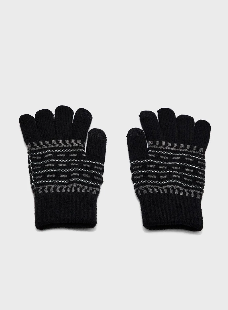 Seventy Five Casual  Knitted Winter Beanie , Glove & Snood Set