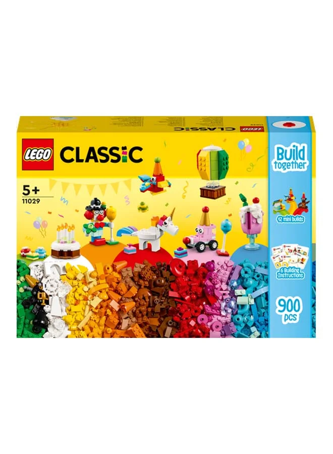 LEGO Classic Creative Party Box 11029 Building Toy Set; Create a Teddy Bear, Clown, Unicorn, Piñata, Rainbow, Cake, Popcorn, Balloons and More; Fun for All the Family to Share Together; For Ages 5+ (900 Pieces)