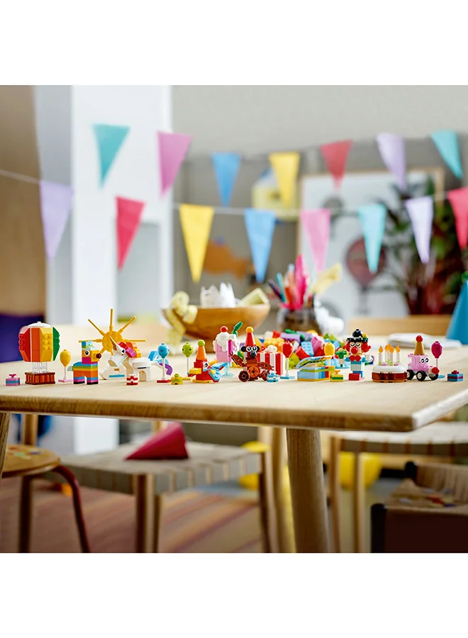 LEGO Classic Creative Party Box 11029 Building Toy Set; Create a Teddy Bear, Clown, Unicorn, Piñata, Rainbow, Cake, Popcorn, Balloons and More; Fun for All the Family to Share Together; For Ages 5+ (900 Pieces)