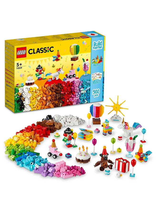 LEGO Classic Creative Party Box 11029 Building Toy Set; Create a Teddy Bear, Clown, Unicorn, Piñata, Rainbow, Cake, Popcorn, Balloons and More; Fun for All the Family to Share Together; For Ages 5+ (900 Pieces)