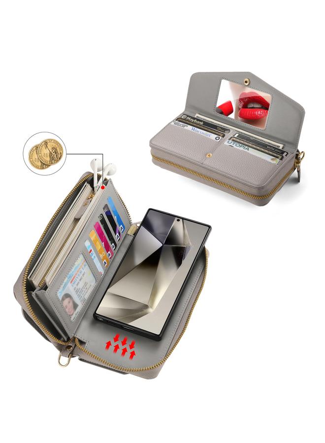 S-TOP Case For Samsung Galaxy S24 5G Crossbody Multi-functional Zipper Wallet Litchi Leather Phone Case - Image 3