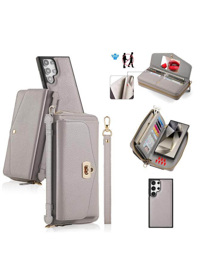 S-TOP Case For Samsung Galaxy S24 5G Crossbody Multi-functional Zipper Wallet Litchi Leather Phone Case - Image 1