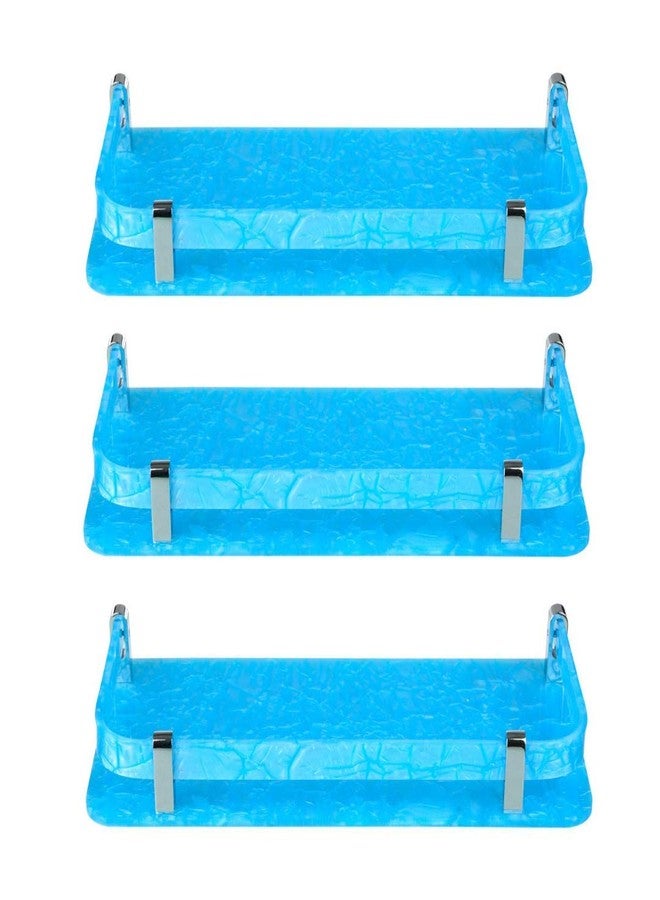 STIMULUS Marble Blue Acrylic Corner Wall Shelf Set of 3 | 12.5x30 cm Floating Bathroom & Kitchen Storage Rack | Multipurpose Wall-Mounted Organizer for Home Décor - Image 1