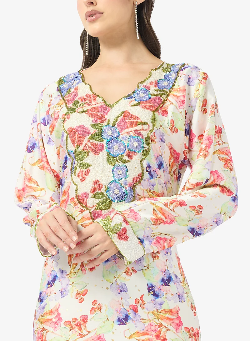 Arabian Closet  Embellished Belted Jalabiya for Women | Best Price UAE