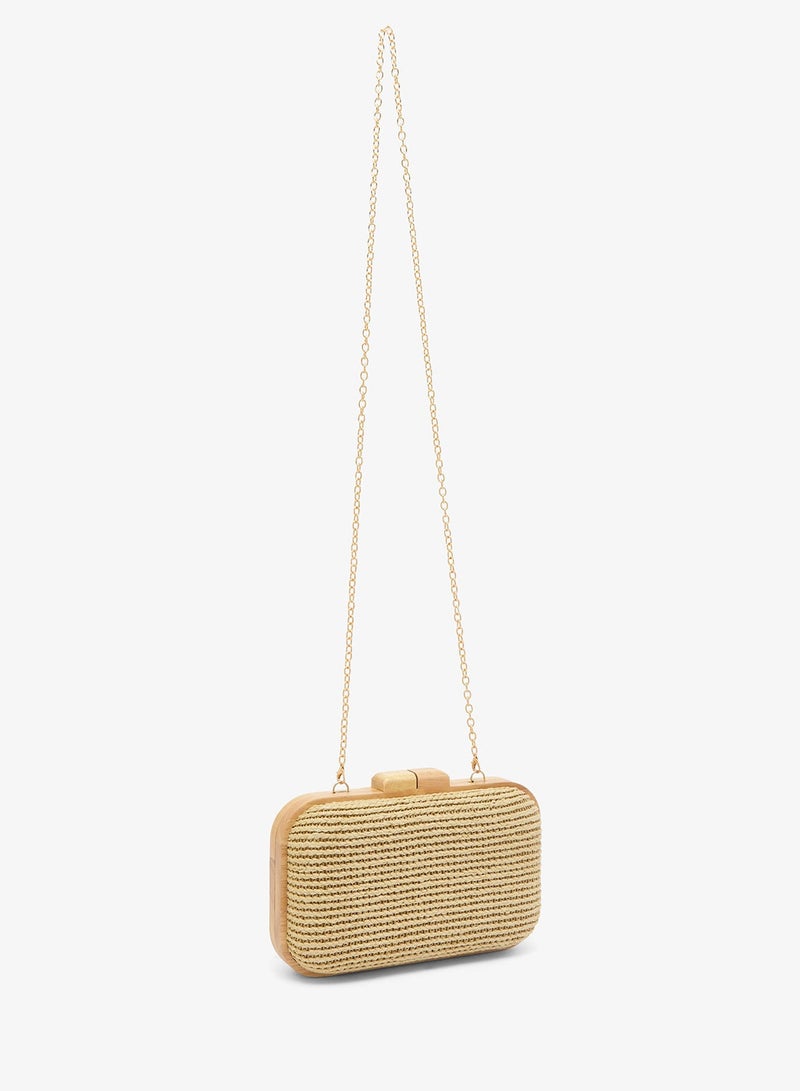 GLAMOROUS Raffia Wooden Clutch - Image 3