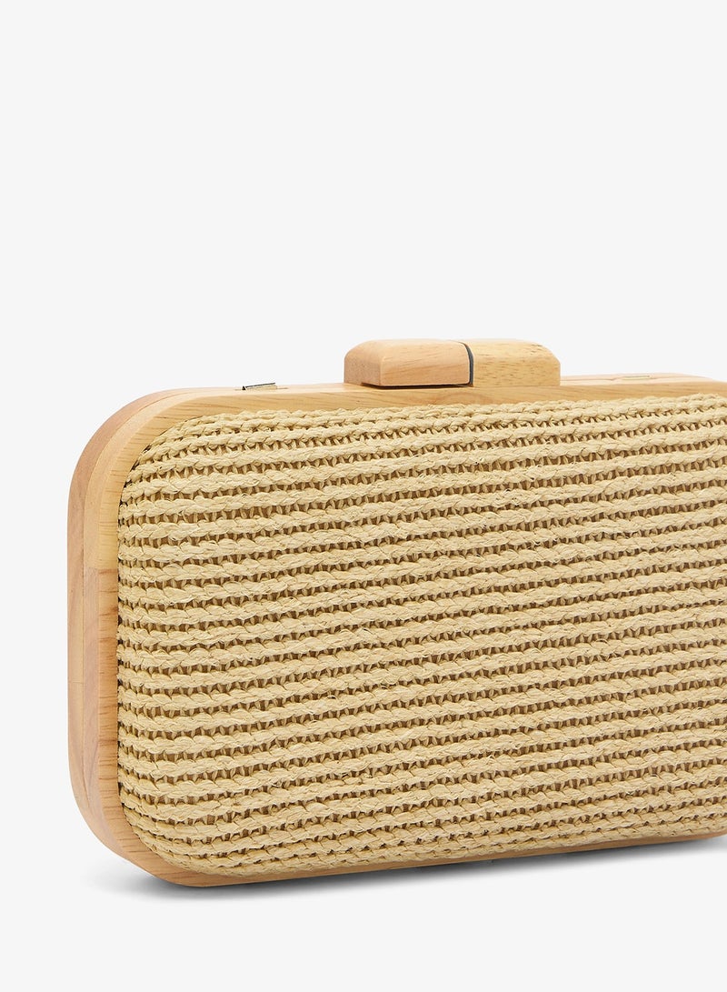 GLAMOROUS Raffia Wooden Clutch - Image 4