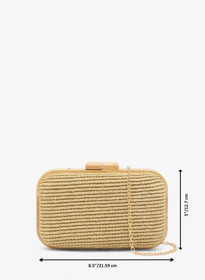 GLAMOROUS  Raffia Wooden Clutch for Women | Best Price UAE