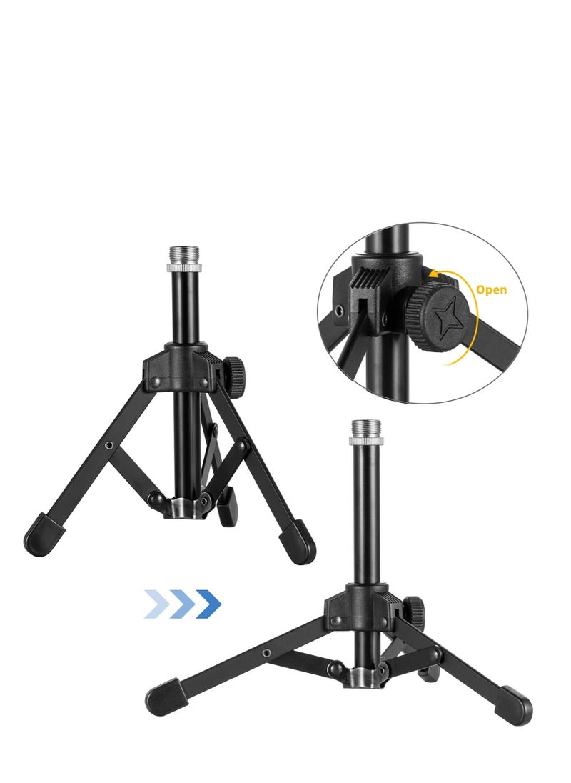 Generic - Adjustable Microphone Stand, Portable Foldable Tripod with Mic Clip Holder, Suitable for Dynamic Microphone Like Shure SM58 PGA48 Samson Q2U Blue Yeti - Image 1