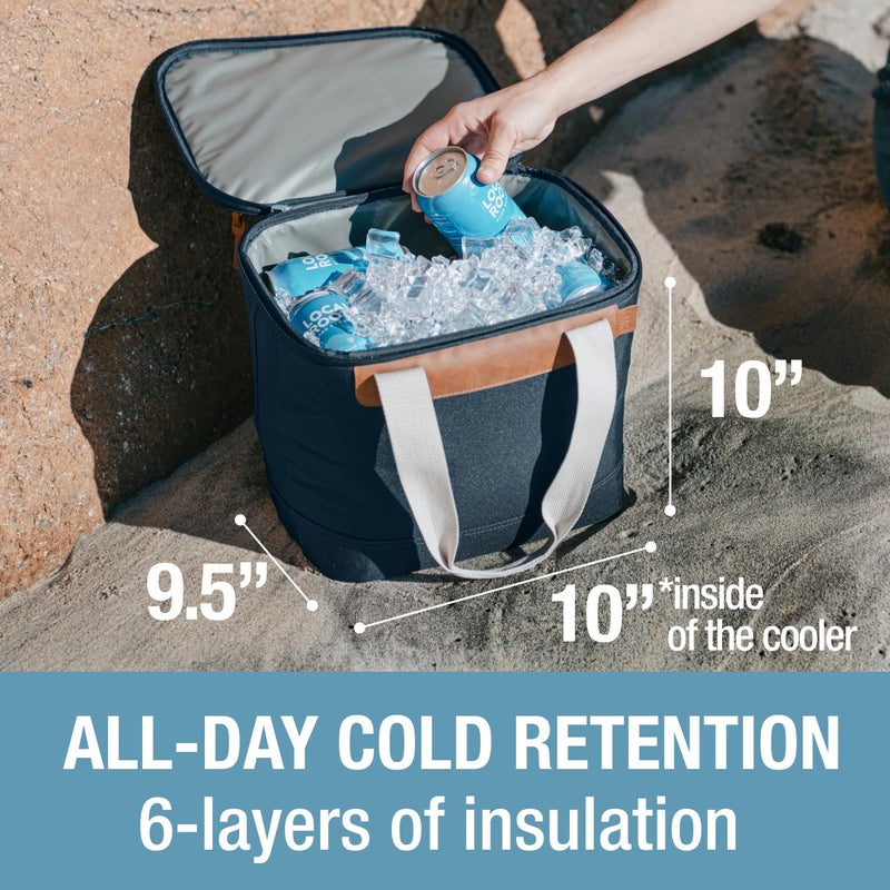 CleverMade Malibu LUXE Heavy Duty Collapsible Cooler w/ Bottle Opener, 18-Can / 13 Qt Leakproof Insulated Bag for Lunch, Work, Beach, Camping, Picnic - Leeward Navy - Image 4