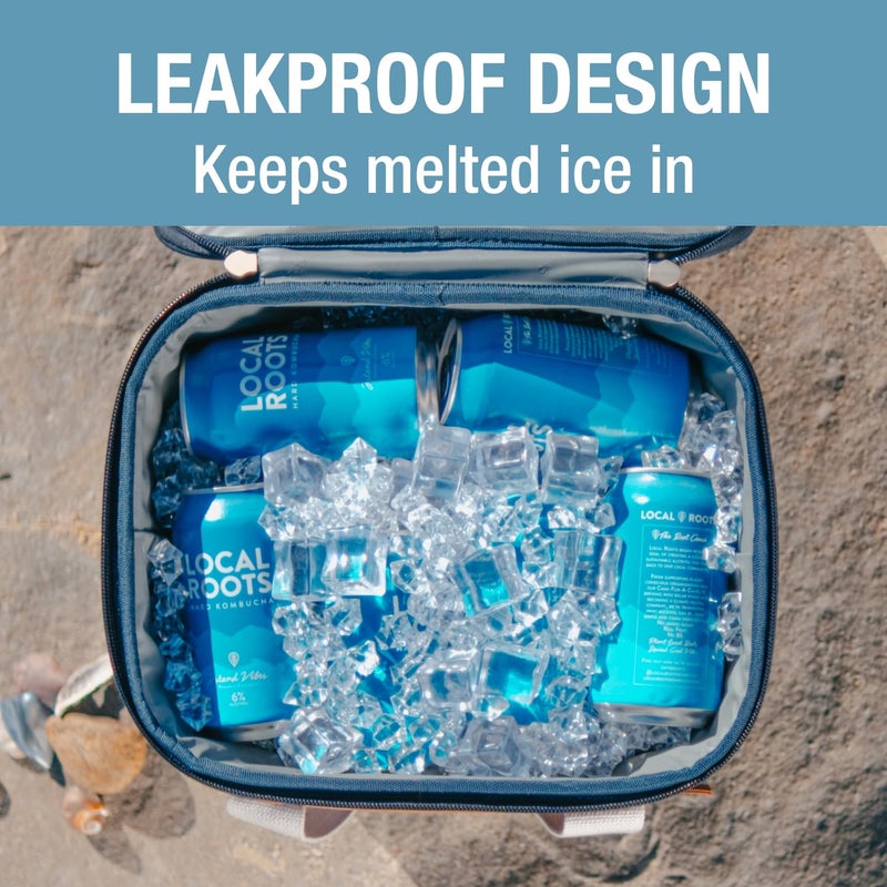 CleverMade Malibu LUXE Heavy Duty Collapsible Cooler w/ Bottle Opener, 18-Can / 13 Qt Leakproof Insulated Bag for Lunch, Work, Beach, Camping, Picnic - Leeward Navy - Image 2