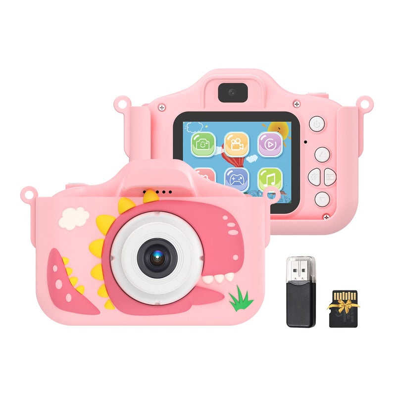1080P Kids Digital Camera Cute Digital Video Camera for Kids Dual Lens 2.0 Inch IPS Screen 48M Photo Built-in Battery Games with Neck Strap 32GB TF Card USB Card Reader Birthday Christmas Gift - Image 1