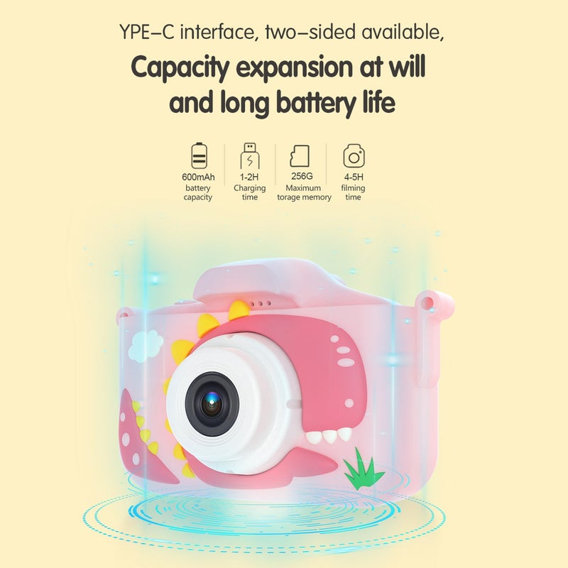 1080P Kids Digital Camera Cute Digital Video Camera for Kids Dual Lens 2.0 Inch IPS Screen 48M Photo Built-in Battery Games with Neck Strap 32GB TF Card USB Card Reader Birthday Christmas Gift - Image 4