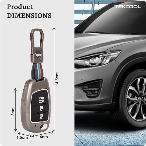 TEKCOOL Metal Silicon Key Cover Compatible with Hyundai Creta, Venue, Tucson, Alcazar, I20, Grand i10 Nios, Aura, Xcent, Exter 3 Button Smart Flip Key Special Visible in Low-Ligh Condition - Image 3