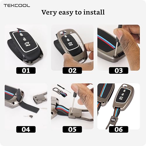 TEKCOOL Metal Silicon Key Cover Compatible with Hyundai Creta, Venue, Tucson, Alcazar, I20, Grand i10 Nios, Aura, Xcent, Exter 3 Button Smart Flip Key Special Visible in Low-Ligh Condition - Image 2