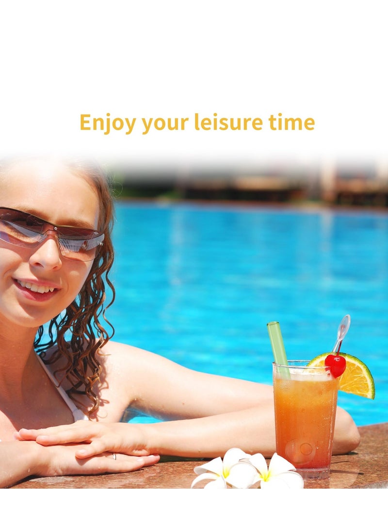 دي آند أل 8 قطع من القش الزجاجية تحطم مقاومة 4 بوصة قصيرة قابلة لإعادة الاستخدام القش الزجاجية مع تنظيف فرشاة غسالة صحون آمنة الشرب القش مثالية لعصير القهوة تصميم مقاوم للتكسر ملون - Image 5