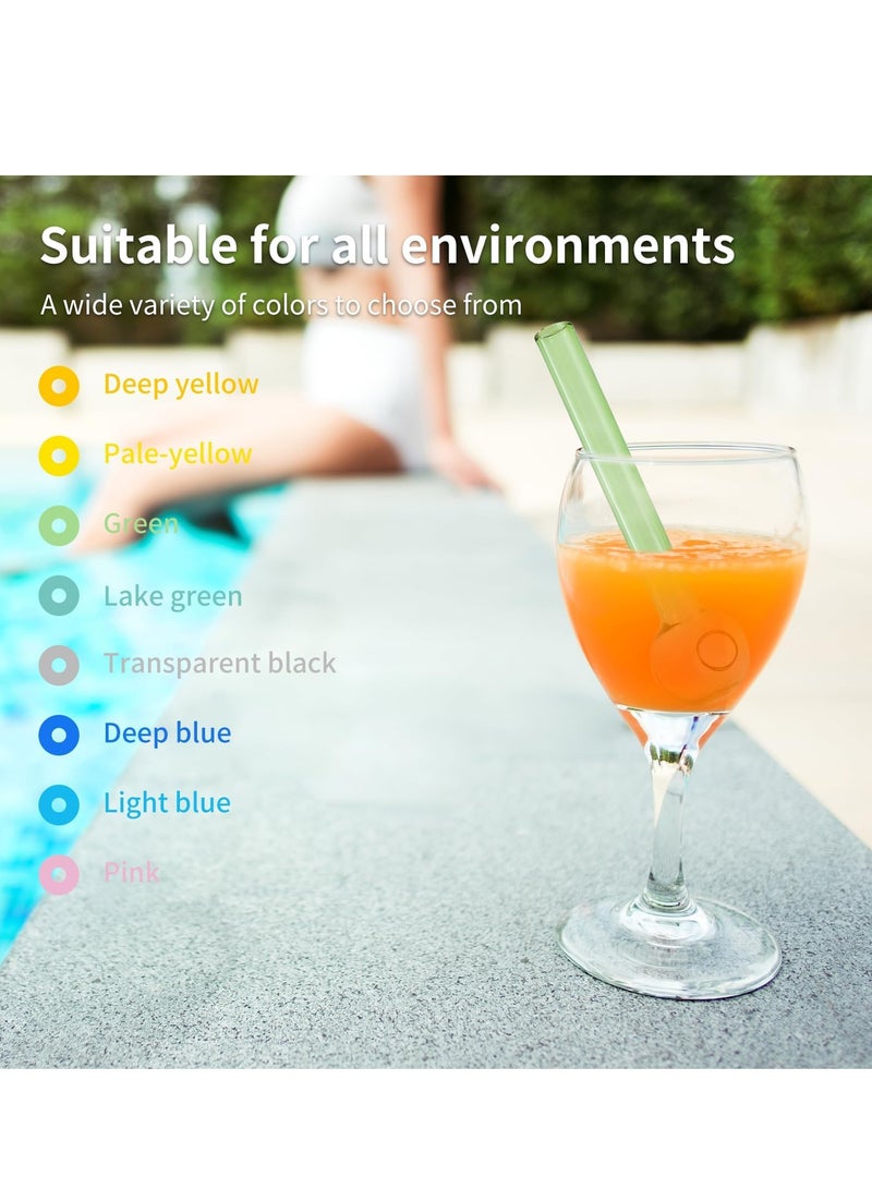 دي آند أل 8 قطع من القش الزجاجية تحطم مقاومة 4 بوصة قصيرة قابلة لإعادة الاستخدام القش الزجاجية مع تنظيف فرشاة غسالة صحون آمنة الشرب القش مثالية لعصير القهوة تصميم مقاوم للتكسر ملون - Image 4