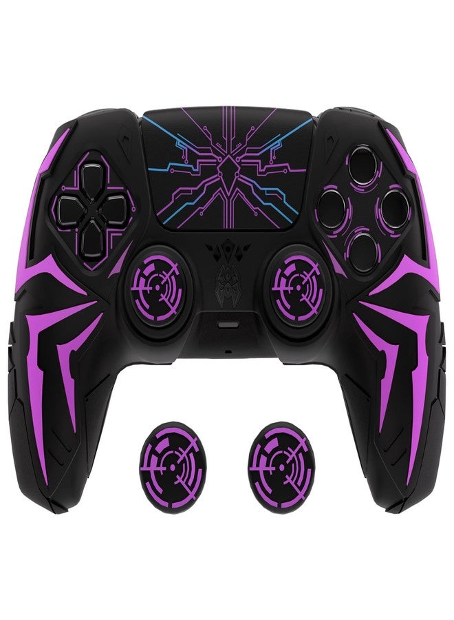 playvital Design for ps5 Controller Silicone Case with 2 Thumb Grips and 6 Sticker, Cyber Spider Design, Slip-resistant Shockproof Controller Cover Skin, Fits for Charging Dock, Black & Purple - Image 1