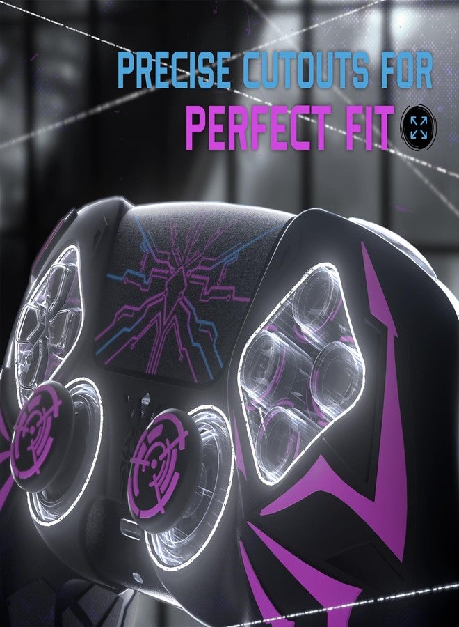 playvital Design for ps5 Controller Silicone Case with 2 Thumb Grips and 6 Sticker, Cyber Spider Design, Slip-resistant Shockproof Controller Cover Skin, Fits for Charging Dock, Black & Purple - Image 4
