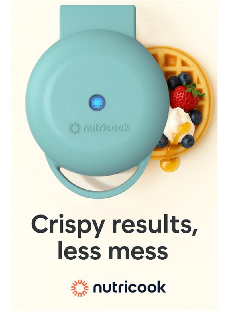 nutricook Mini Waffle Maker with Quick Heating, Ceramic Coated, Toxin-free, made without PTFEs, PFOAs & other PFAs for Safer & Healthier Cooking, Easy to Clean, Perfect for Kids and Families, 2-Year Warranty 420 W NC-WM100AQ Aqua - Image 5