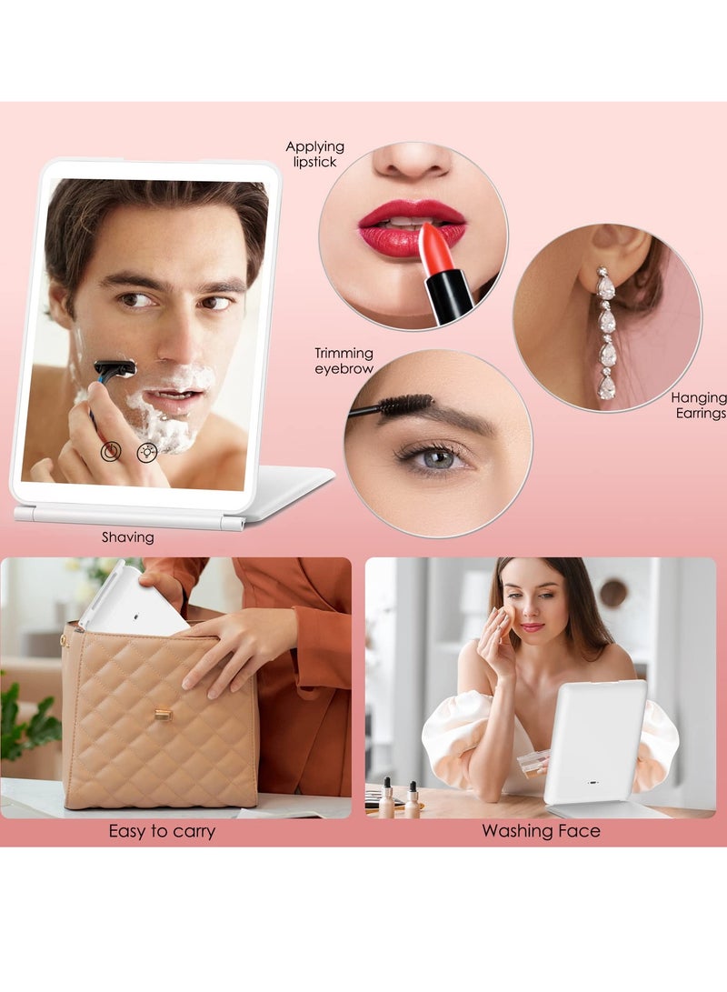 Portable Lighted Makeup Mirror with 3X Magnification, 72 LED Lights, Dimmable Touch Screen, Rechargeable Ultra Slim Design - Perfect for Travel and Office Use. - Image 5