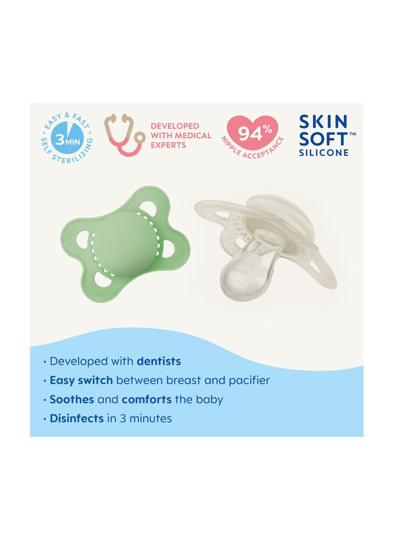 MAM MAM Original Matte Baby Pacifier, Nipple Shape Helps Promote Healthy Oral Development, Sterilizer Case, 2 Pack, 0-6 Months, Unisex,2 Count (Pack of 1)  - Image 2