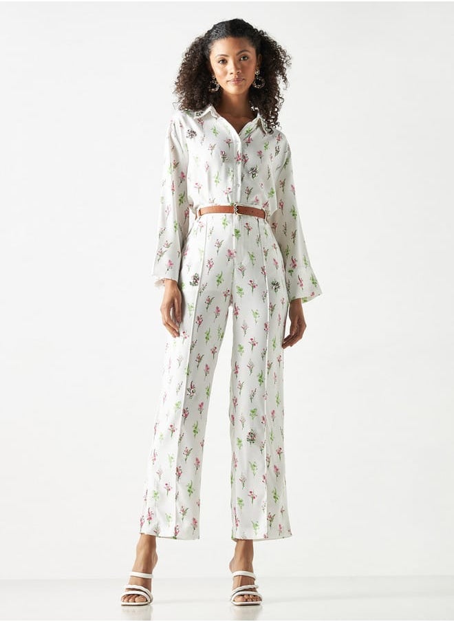 Iconic Iconic All-Over Floral Print Pants with Slit Detail and Semi-Elasticated Waist  - Image 3