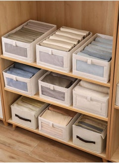 HomarKet 4 Pieces Foldable Fabric Clothing Storage Box with Steel Frame | Modern Wardrobe Organizer Closet Organizer for Sweaters & Pants | Stackable, Lidless, Toy Organizer Box Cube Storage Bin Clothes Organizer for Clothes with Transparent Front Window for Closet & Home Storage  - Image 5