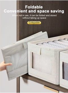 HomarKet 4 Pieces Foldable Fabric Clothing Storage Box with Steel Frame | Modern Wardrobe Organizer Closet Organizer for Sweaters & Pants | Stackable, Lidless, Toy Organizer Box Cube Storage Bin Clothes Organizer for Clothes with Transparent Front Window for Closet & Home Storage  - Image 4