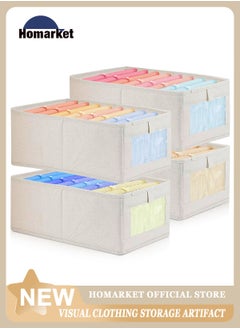 HomarKet 4 Pieces Foldable Fabric Clothing Storage Box with Steel Frame | Modern Wardrobe Organizer Closet Organizer for Sweaters & Pants | Stackable, Lidless, Toy Organizer Box Cube Storage Bin Clothes Organizer for Clothes with Transparent Front Window for Closet & Home Storage  - Image 3