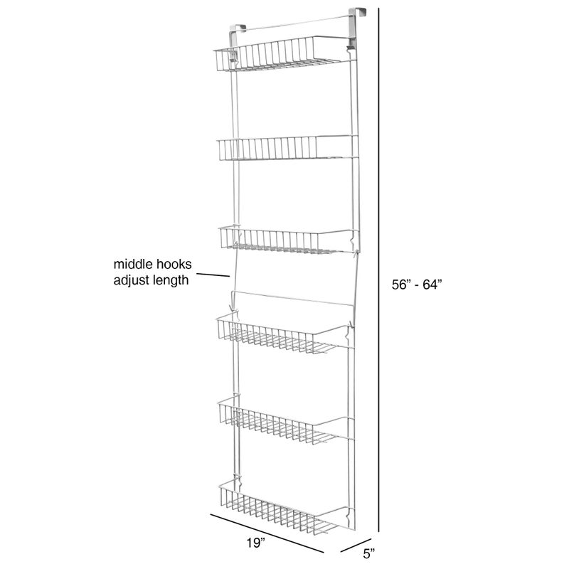 Lavish Home Over the Door Organizer - 6-Tier Adjustable Pantry Shelves and Rack for Kitchen Organization - Organization and Storage by Lavish Home (White) - Image 2