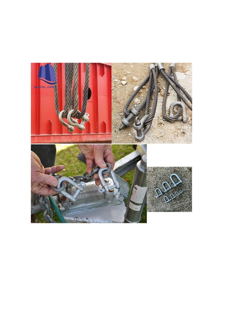 Galvanized Iron D Ring Shackle Lock, Shackle Hook Clip for Heavy Duty Construction Chain Link Tow Marine Shackles Gym Hook and Vehicle Recovery DIY Projects Pack of 2 12mm  - Image 2