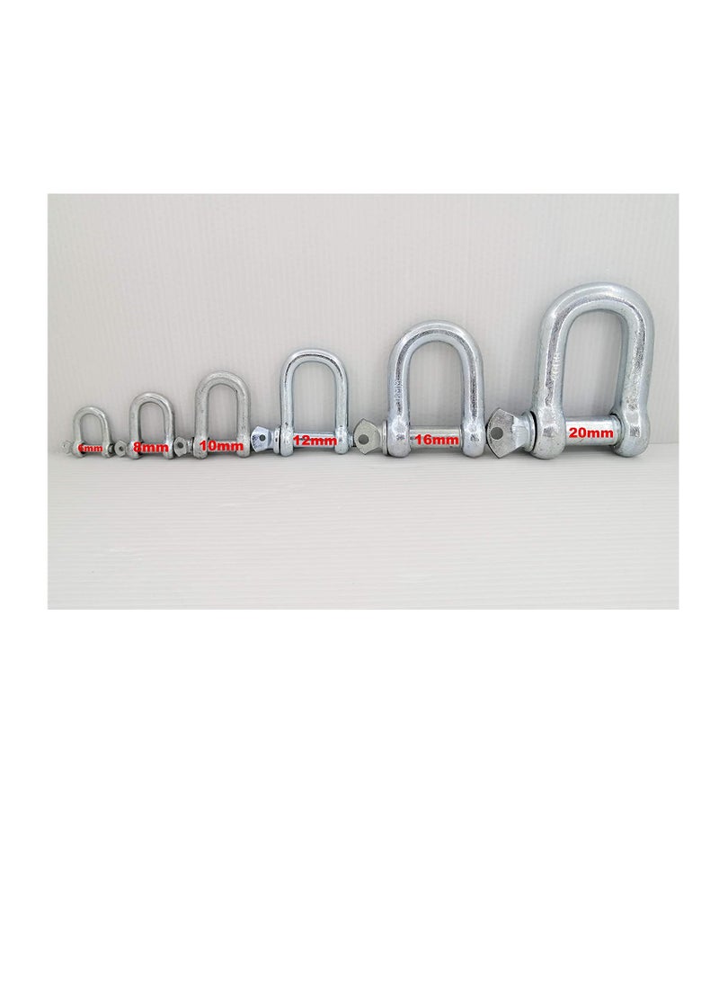 Galvanized Iron D Ring Shackle Lock, Shackle Hook Clip for Heavy Duty Construction Chain Link Tow Marine Shackles Gym Hook and Vehicle Recovery DIY Projects Pack of 2 12mm  - Image 1