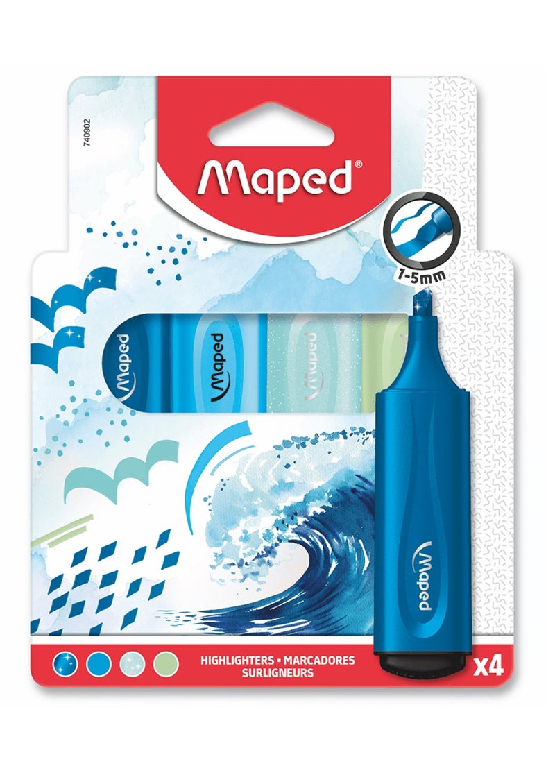 Maped 4-Piece Floupeps Ocean Highlighters Multicolour - Image 1