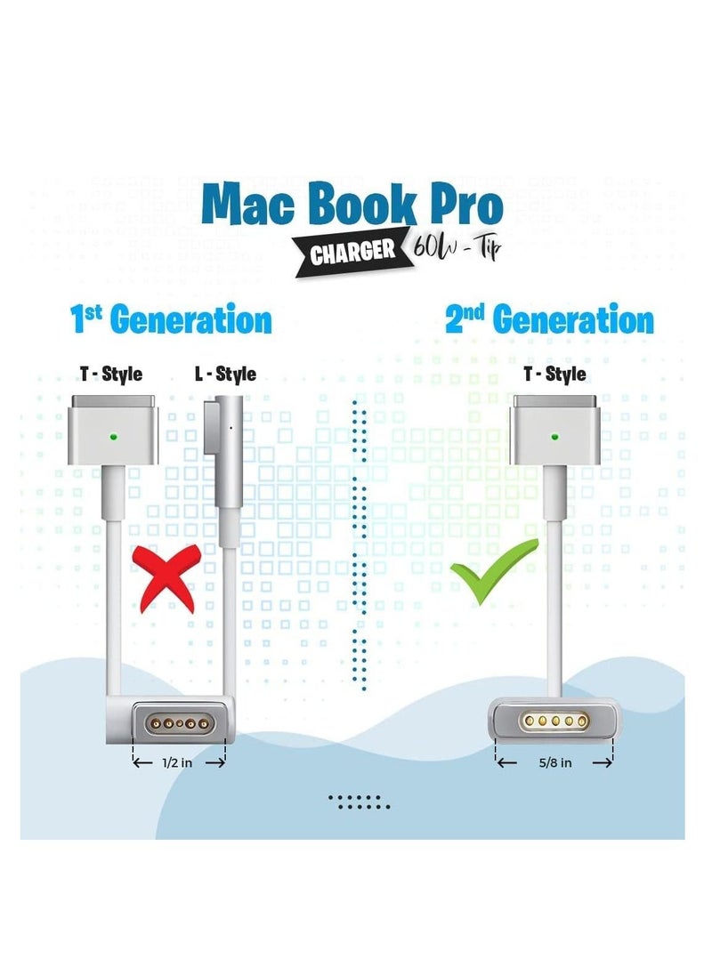 Ntech NTECH Replacement Compatible With MacBook Pro Charger (60W T Tip) Magnetic-2 Charger MacBook Pro 13inch (2012-2015) With Fast Charging Magnetic Connection Compatible (With MacBook Pro/Retina/Air 13)  - Image 4