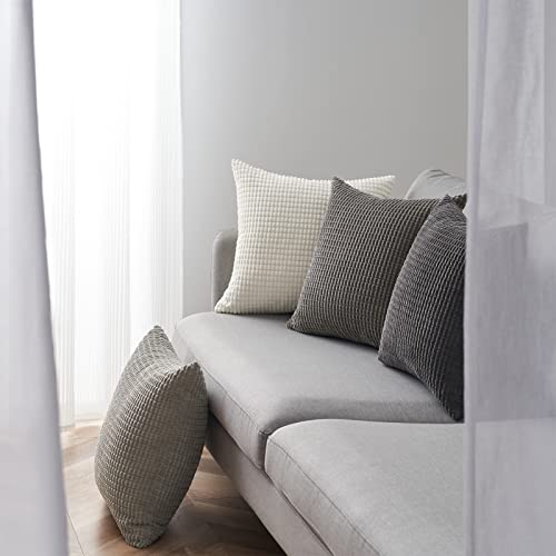 Topfinel Neutral Room Decor Throw Pillows Covers-Multi Gray Combo 20" x 20" Set of 4-Corduroy Modern Grey Living Room Decorative Cushion Case Euro Shams - Image 3