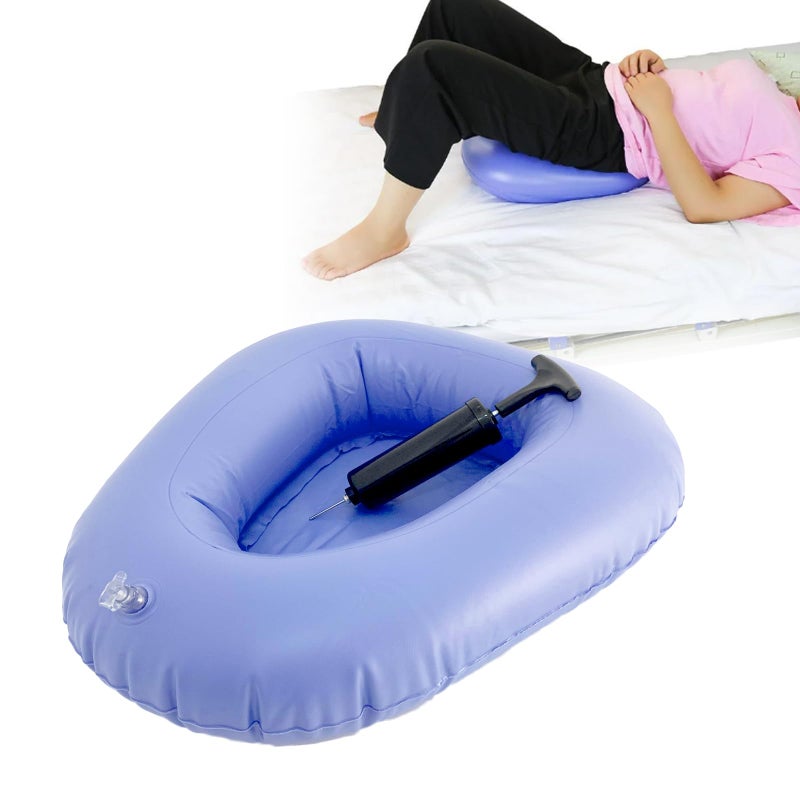 Inflatable Bedpan Potty Bedside Toilet Nursing Urinals for Mother Women Bedridden Elderly Disabled Dark BlueL Size