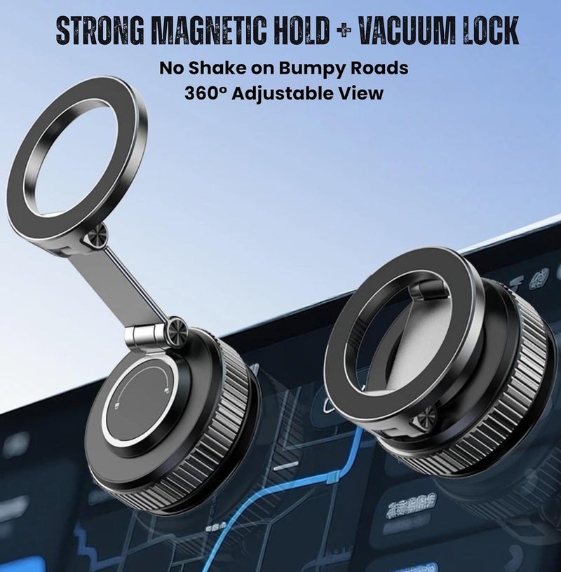 Jomo Store Magnetic Car Phone Holder 360° Rotatable – Strong Vacuum Suction Mobile Mount for Dashboard, Windshield & Desk - Image 3