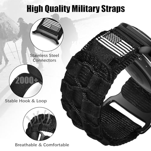 MOFREE Compatible with Samsung Galaxy Watch Ultra 47mm/Ultra 2 (2024/2025) Bands,Rugged Nylon Woven Loop Sport Adjustable Strap Replacement Wristband for Samsung Galaxy Watch 7 Ultra Band 47 mm for Men Black - Image 2