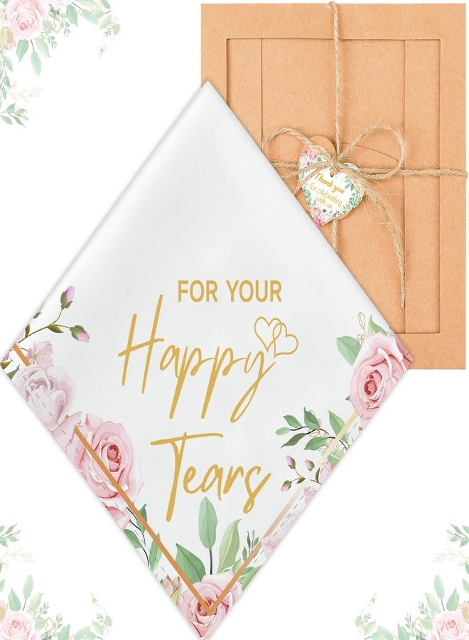 Cutecrop Happy Tears Handkerchief Elegant Bridal Shower Handkerchief for Mother of the Bride Gifts on Wedding Day Mom Guest(Rose) - Image 1