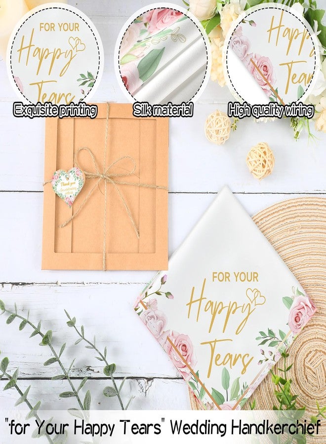 Cutecrop Happy Tears Handkerchief Elegant Bridal Shower Handkerchief for Mother of the Bride Gifts on Wedding Day Mom Guest(Rose) - Image 3