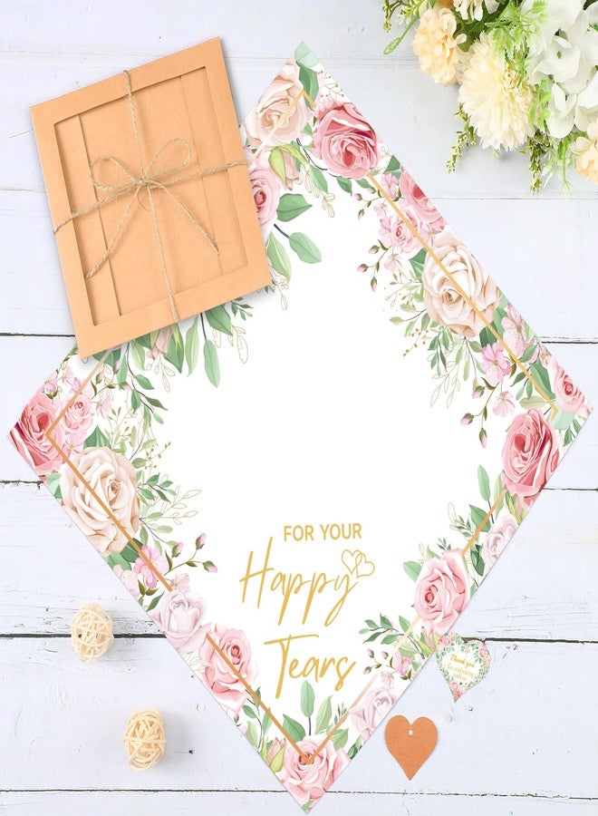 Cutecrop Happy Tears Handkerchief Elegant Bridal Shower Handkerchief for Mother of the Bride Gifts on Wedding Day Mom Guest(Rose) - Image 2