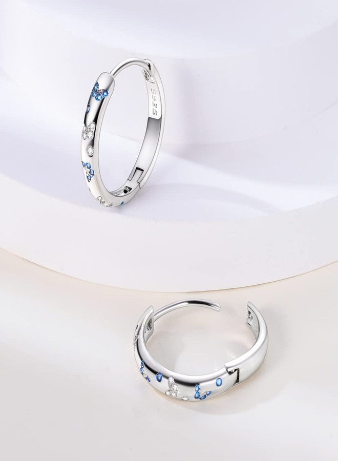 NARMO 925 Sterling Silver Hoop Earrings for Women Butterfly Hoop Earrings Cubic Zirconia Fancy Hypoallergenic Earrings - Image 2